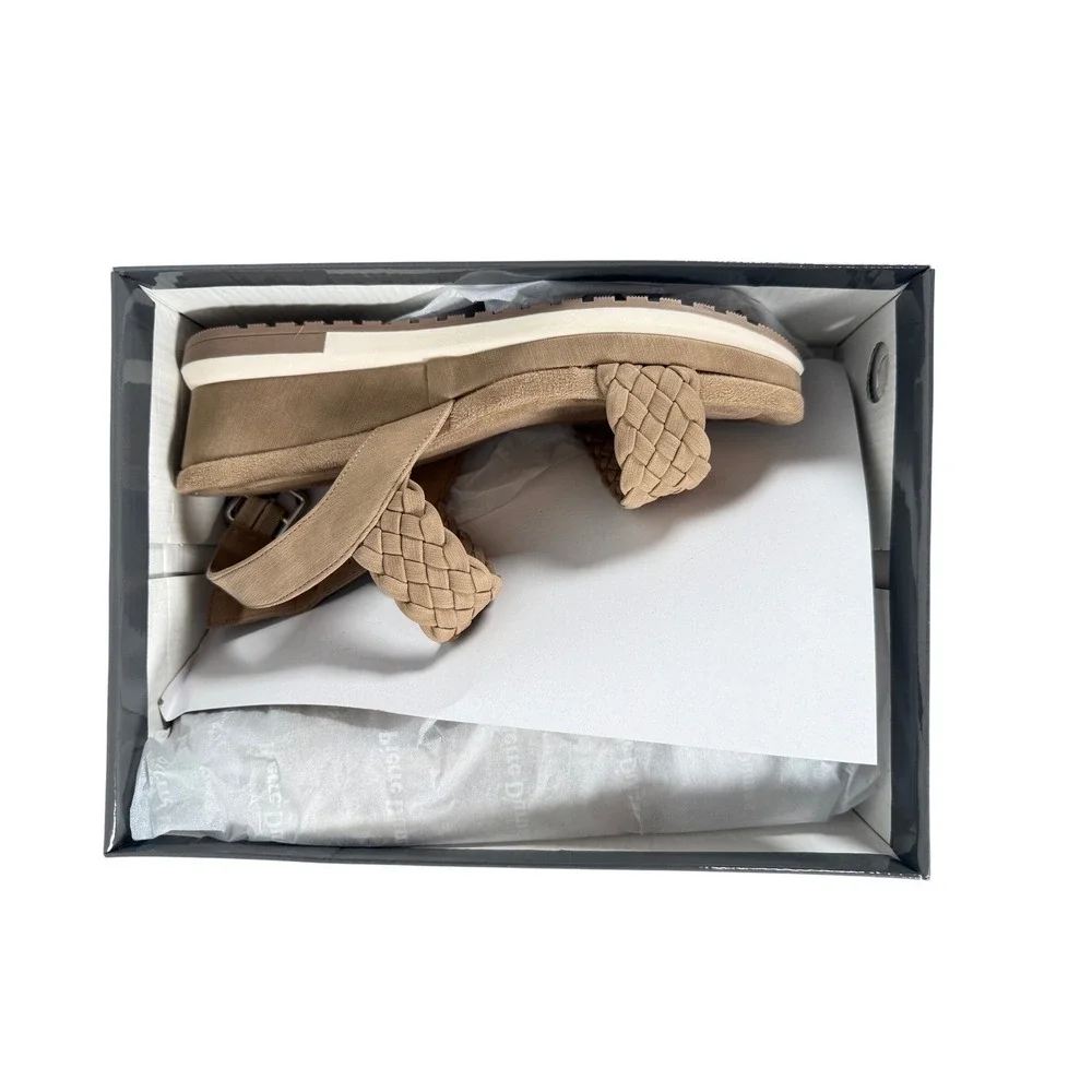 Pierre Dumas Lyra-6 Womens Taupe Braided Strap Wedge Platform Sandals Size 9 M